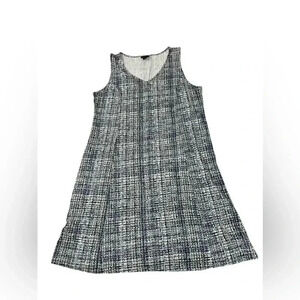 J. Jill Wearever Collection A-Line Dress Tall XL White Black Blue V-Neck